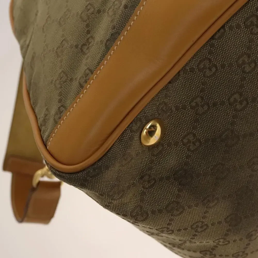 GUCCI GG Canvas Boston Bag Gold Beige